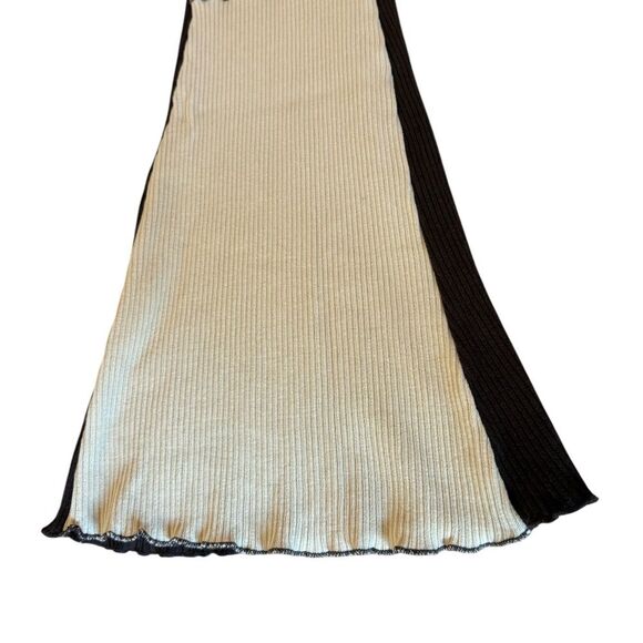 Topshop Patchwork Contrast Flared Pant Multicolored Neutral Ribbed Womens Size 4 - Picture 11 of 12